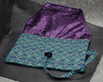 Pen Sleeves - 5 pen - Blue and Purple diamonds with purple insides