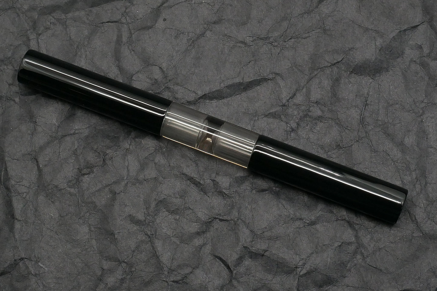 Eastman Palindrome -Small – Black acrylic, smokey clear barrel - 2 #6 nibs