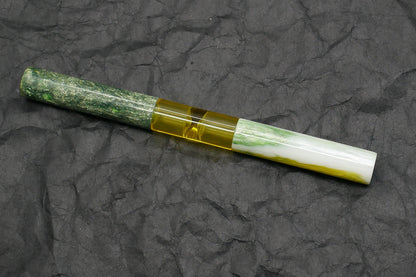 Eastman Palindrome -Small – Betwixt Between Daffodils in Snow resin, yellow clear barrel - 2 #6 nibs