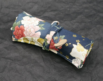 Pen Sleeves - 5 pen - Blue, flowers, white cats - #2