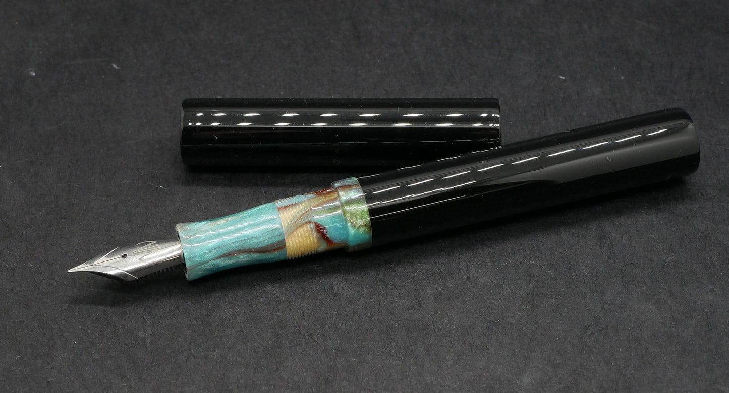 Eastman -Small – Black acrylic and Corrl Dragonfly resin- #6 nib