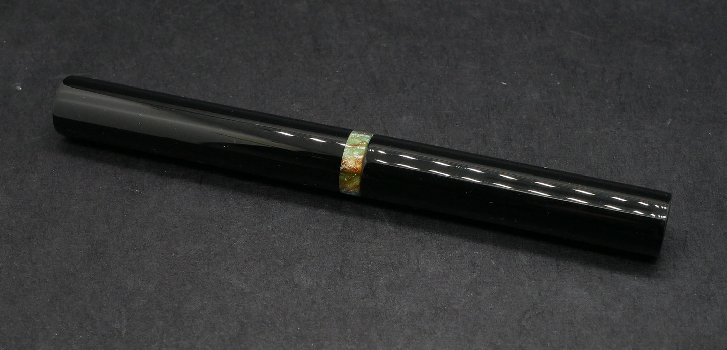 Eastman -Small – Black acrylic and Corrl Dragonfly resin- #6 nib