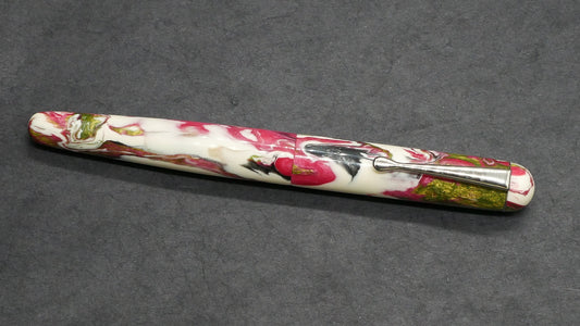 Majestic - Small - Carolina Pen Co Ivory Roses resin, d2 - clip - #6 nib