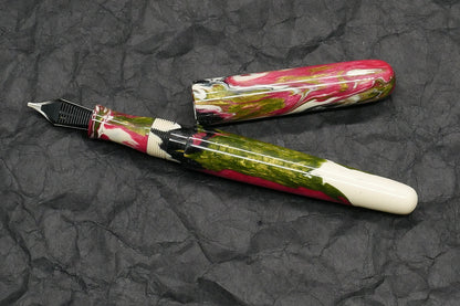 Majestic - Small - Carolina Pen Co Ivory Roses resin - feb21-2 - #6 nib
