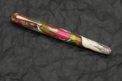 Majestic - Small - Carolina Pen Co Ivory Roses resin - feb21-3 - clip - #6 nib