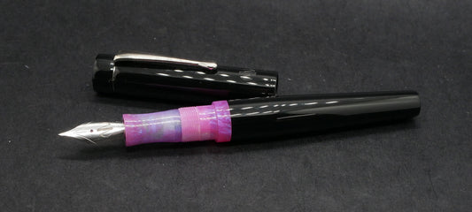 Moody -Small – Solid black and D squared Glowstix resin - #6 nib - clip