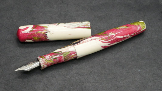 Moody - Medium – Carolina Pen Co Ivory Roses resin - #6 nib