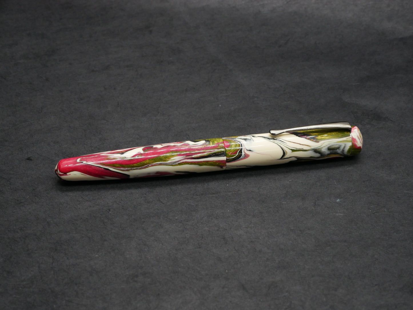 Moody -Small – Carolina Pen Co Ivory roses resin - #6 nib - clip - #1
