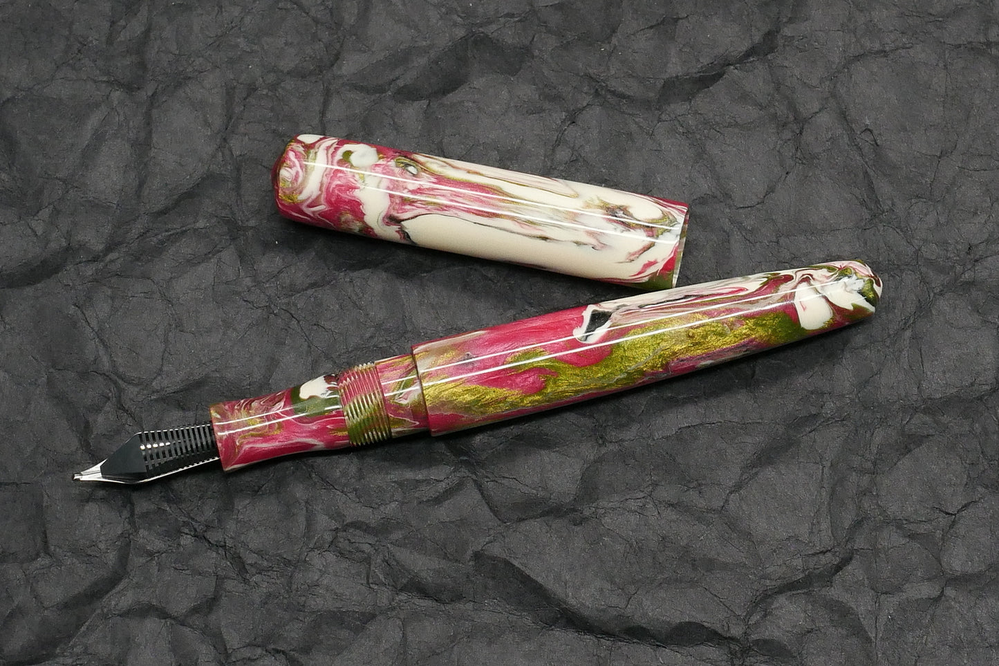 Moody - Small – Carolina Pen Co Ivory Roses resin - Feb21-1 - #6 nib