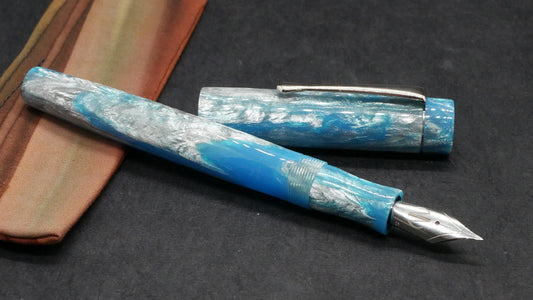 Orville - small - Motor City Pen Co blue/silver resin - clip - #6 nib