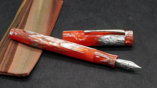 Orville - small - Motor City Pen Co orange/silver resin - clip - #6 nib