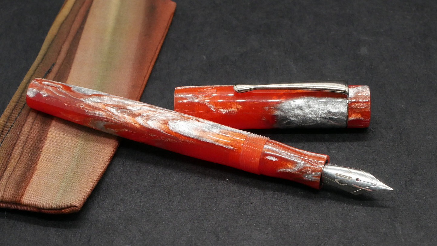 Orville - small - Motor City Pen Co Sterling Orange resin - clip - #6 nib