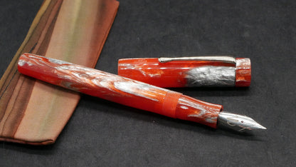 Orville - small - Motor City Pen Co Sterling Orange resin - clip - #6 nib