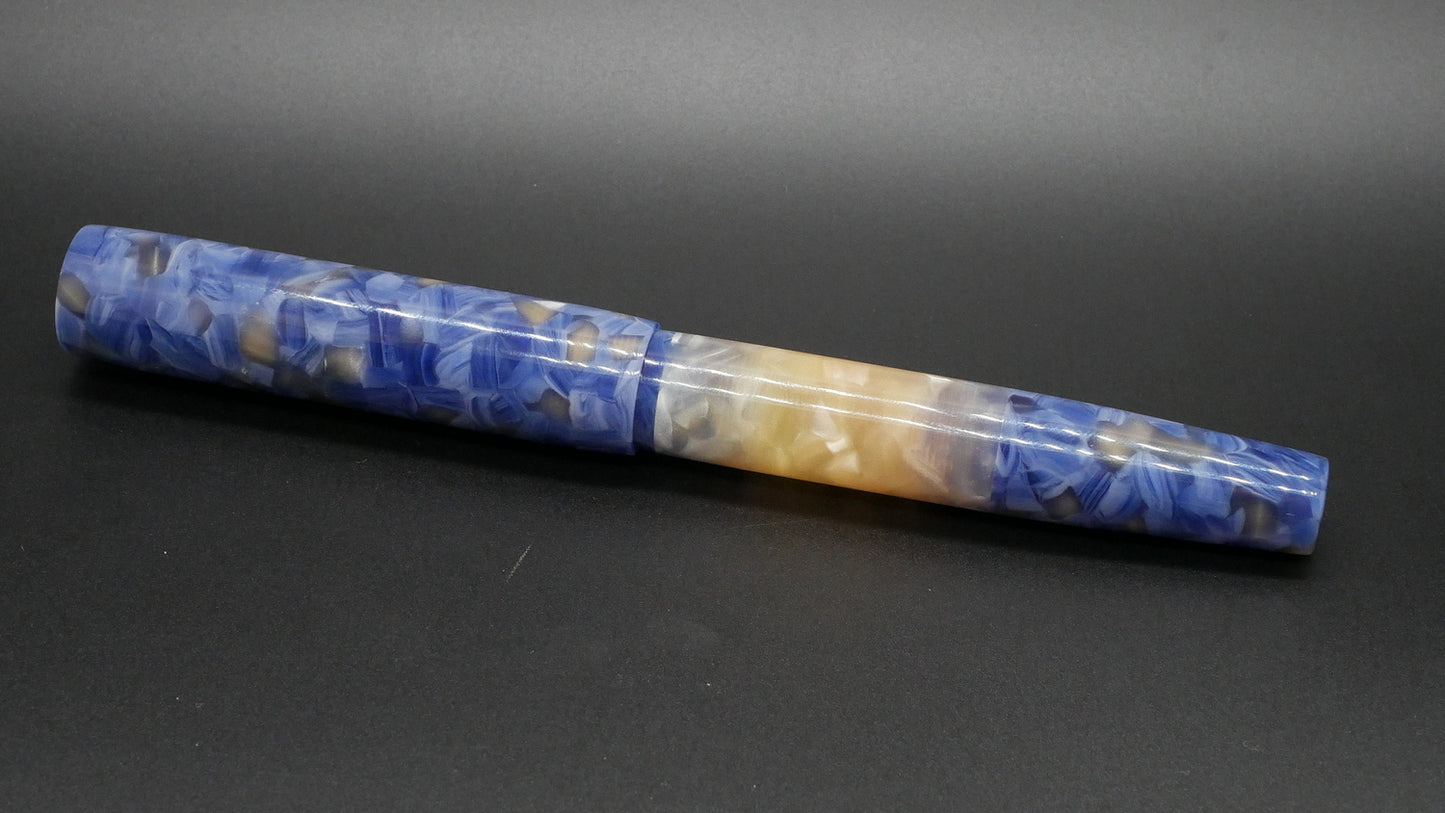 Orville - medium - Blue & Opal fleck acrylics, doublet -  Jowo #6 nib