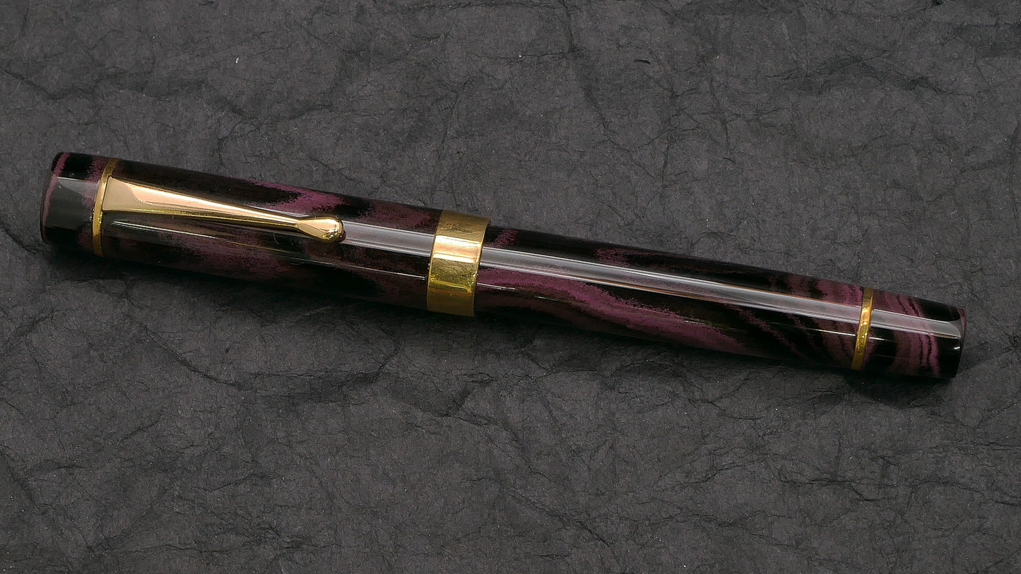 Orville - Medium - SEM Blackberry ebonite - brass trim - clip - #6 nib