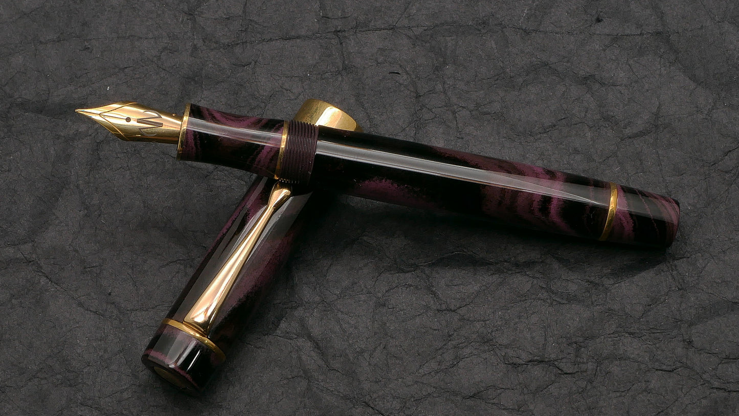 Orville - Medium - SEM Blackberry ebonite - brass trim - clip - #6 nib