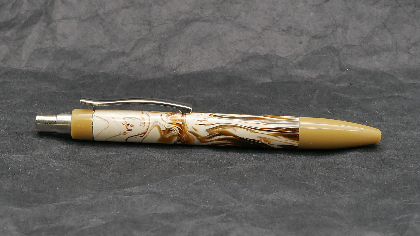 Preston Ballpoint - Beige and Carolina Pen Co Calico Koi resin - clip