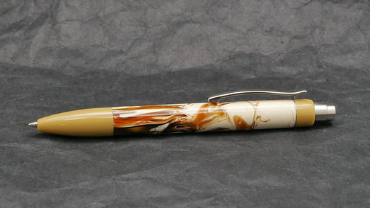 Preston Ballpoint - Beige and Carolina Pen Co Calico Koi resin - clip