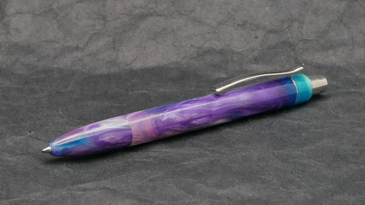 Preston Ballpoint - D Squared Arts Glacial Borealis resin - clip