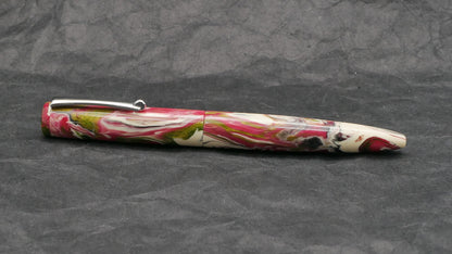 Preston fountain pen - slim  - Carolina Pen Co. Ivory Roses resin - clip - Jowo #6 nib