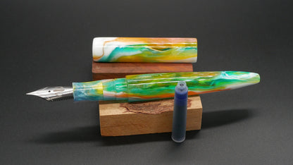 Preston fountain pen  - slim - Mid - D Squared Arts Kaleidoscope resin - Jowo #6 nib - Short carts only