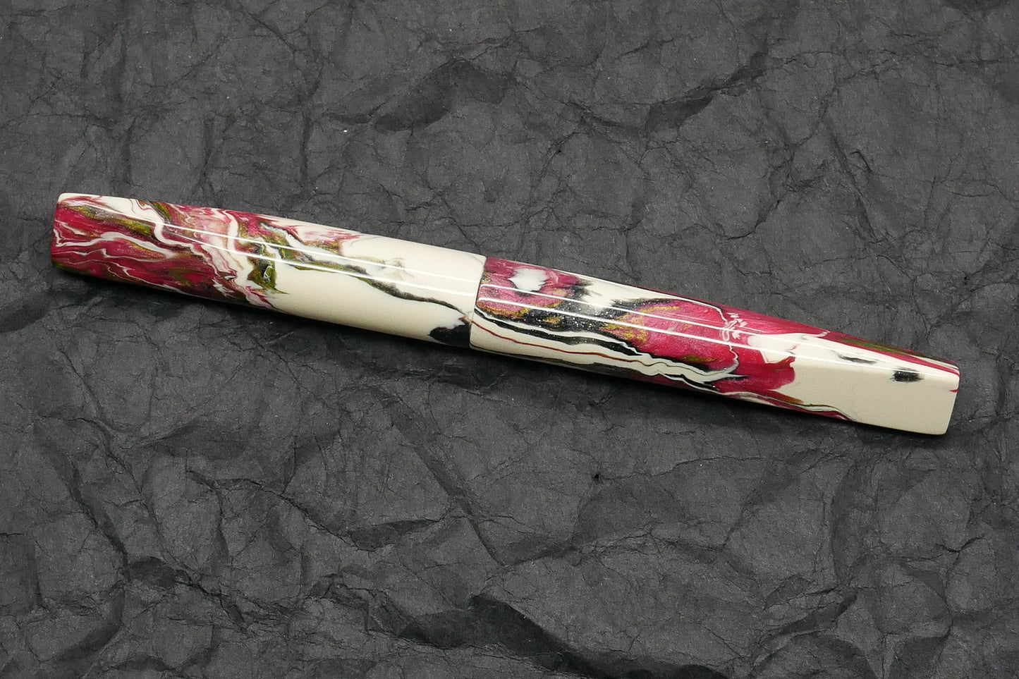 Prospector - Small - Carolina Pen Co Ivory Roses resin - 2 - #6 nib