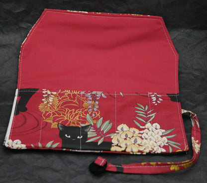 Pen Sleeves - 5 pen - Red, flowers, black cats - #1