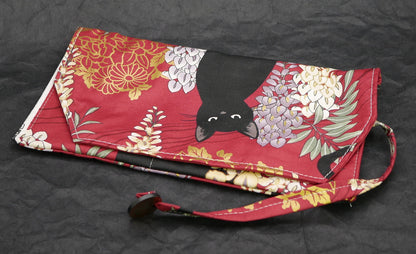 Pen Sleeves - 5 pen - Red, flowers, black cats - #1