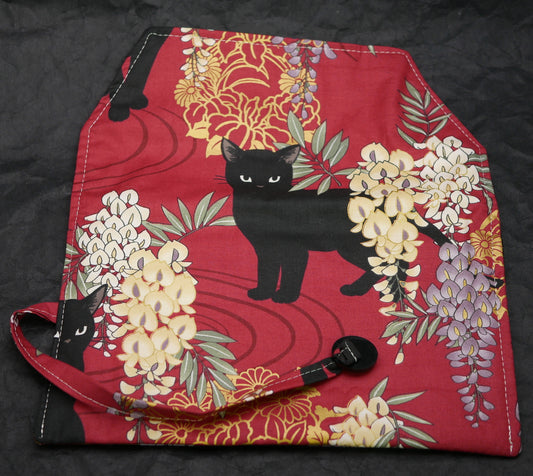 Pen Sleeves - 5 pen - Red, flowers, black cats - #1